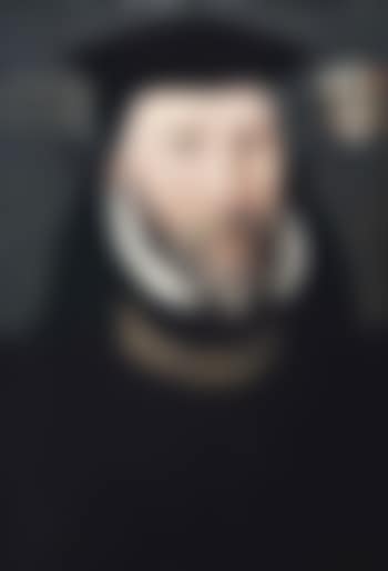 Portrait of a gentleman traditionally identified as Sir Thomas Coleshill (d.1595), bust-length, in a black coat and hat, with a gold chain and white ruff, with a coat-of-arms (preview)