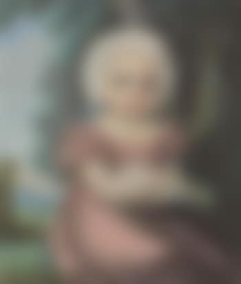 Portrait of Alexandra Iosifovna, Grand Duchess of Russia, Princess of Saxe-Altenburg (1830-1911), as a child, wearing a pink robe and a lace bonnet and feeding a white rabbit, in a landscape with a castle beyond (preview)