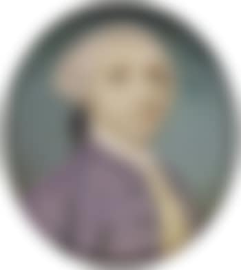 Gentleman, head and shoulders to sinister, wearing a powdered wig, a mauve coat, cream waistcoat and white stock (preview)