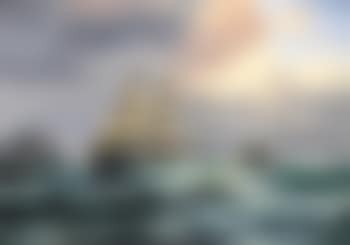 Sailing ships in choppy seas off the coast (preview)