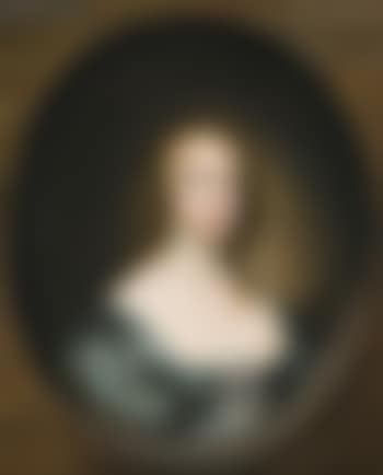 Portrait of Lady Bowyer, half length, wearing a Green dress with Ribbons and a Pearl Necklace, in a Sculpted Cartouche (preview)
