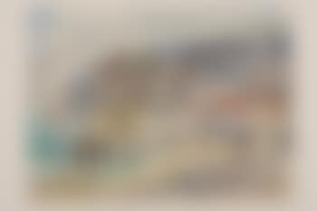 Figures before cottages in Staithes (preview)
