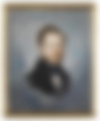 A portrait of of a gentleman with a moustache against a grey background (preview)
