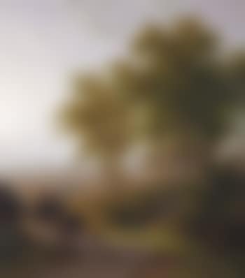 Boomrijk landschap bij morgenstond: a summer landscape with travellers and a shepherd with his flock (preview)