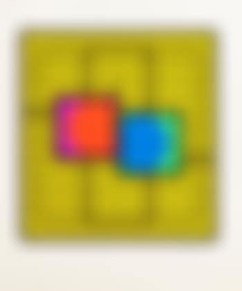 Composition cinétique en jaune et noir, avec cercles rouge et noir (preview)