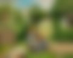 Little girls having a tea party among elder bushes in bloom (preview)