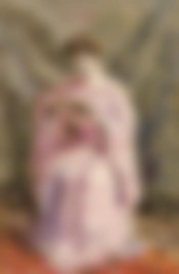 Woman reading in a pink kimono (preview)