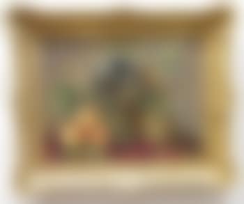 Still life of a Dutch roemer, peaches, figs and grapes on a velvet-draped ledge (preview)
