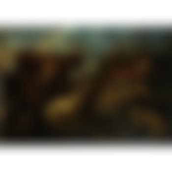 A drover with his flocks before a town; A drover resting with his flock before a town (preview)