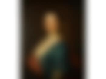 Half-length portrait of a lady wearing a pearl necklace and blue dress (preview)
