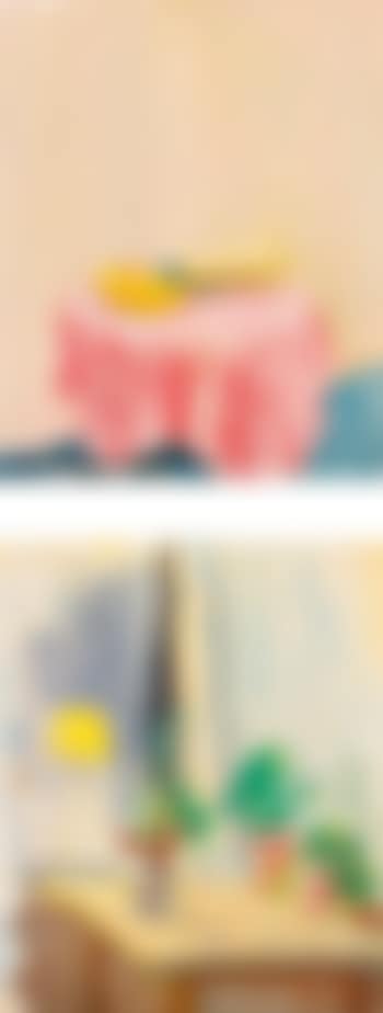 Study for 'Still Life with Checkered Tablecloth'; and Still Life of Potted Plants on a Table (preview)