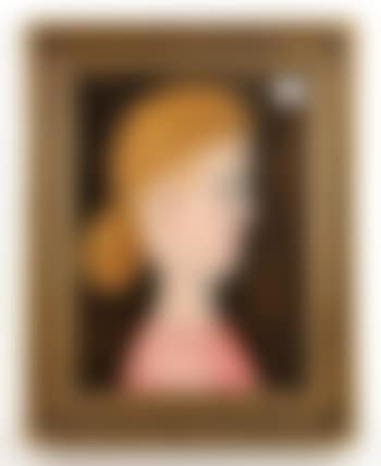 Stylized portrait of a young girl with red hair and a pink dress (preview)