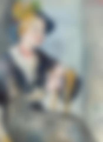 Femme assise au chapeau bleu (preview)
