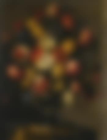 Still Life with A Large Array of Flowers in A Glass Vase on A Stone Pedestal (preview)