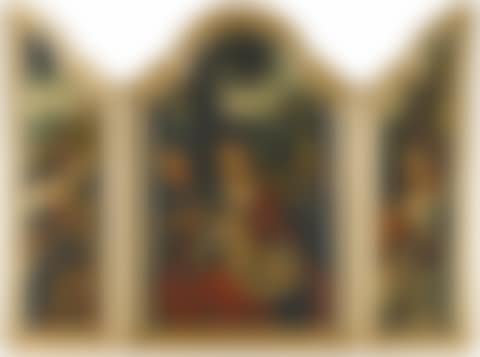 A TRIPTYCH: THE HOLY FAMILY FLANKED BY SAINT CATHERINE AND SAINT BARBARA (preview)