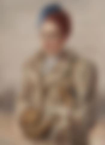 Portrait of a lady with a fur coat and small dog (preview)