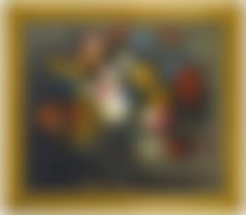 Still Life With White Zinnia, Lavender, Pink And Red Peonies, Gladiolus, Tulips And Rosebuds In A Glass Vase; Still Life With Roses, Tiger Tulips, White And Blue Aquilegia, Peonies, And Delphiniums In A Glass Vase (preview)