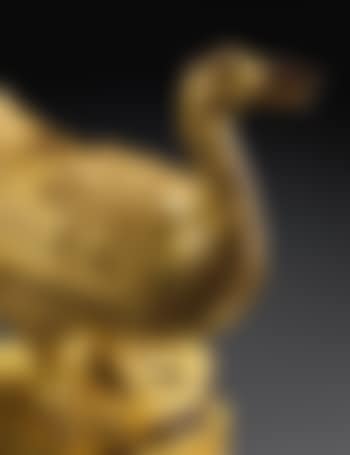 A Naturalistically Cast Gilt-Bronze Duck Incense Burner and Cover (preview)