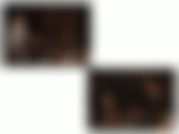 Stillleben mit Vögeln, junger Frau und Katze; Jagdstillleben mit jungem Jäger, Spaniel und erlegtem Hasen zwischen Vögeln (preview)