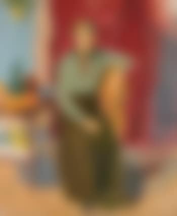 Sittande kvinna i grön blus (Sitting woman in green blouse) (preview)