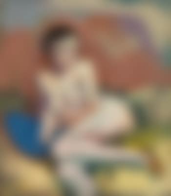 Sitzender Akt Mit Blauem Kissen (preview)