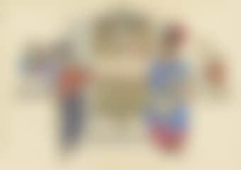 Design for 'Les Cosaques de Platov à Paris': Les trois demoiselles à la vitrine (preview)