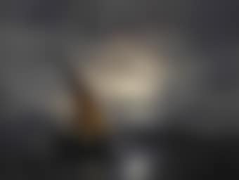 A night landscape with a sailboat where a fire is being lit (preview)