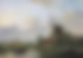 A river landscape with figures near a windmill (preview)