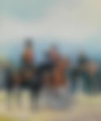 Zwei russische offiziere zu pferd in landschaft (preview)