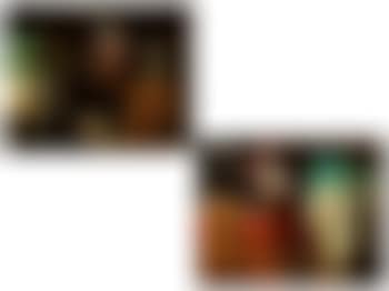 Zwei stillleben mit Blumenvase, Früchten und klassischen Ruinen im hintergrund (preview)