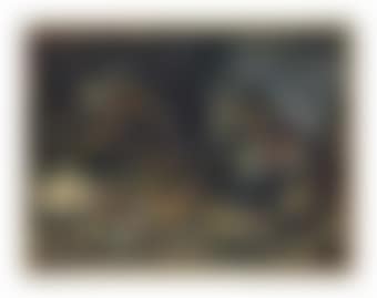 Roses, peaches, apples and melons on a rocky ledge, in a wooded landscape, with a young boy startled by a monkey (preview)