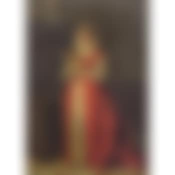 Lady in Red holding a covered cup (preview)