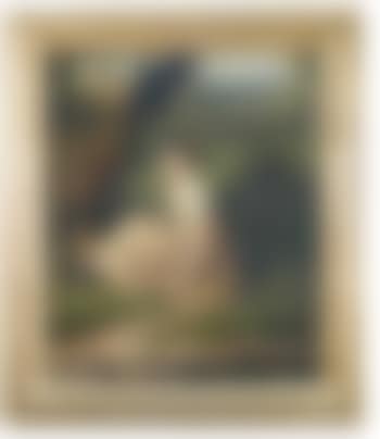 A young girl with a pitcher, seated by a tree (preview)
