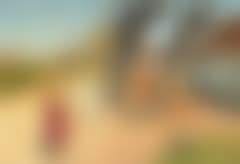 Two little girls in front of a thatched house (preview)