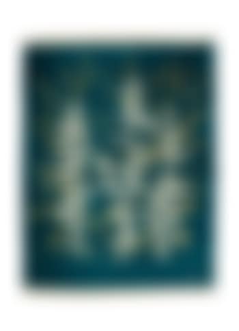 Tapis à décors abstrait bleu et jaune sur un fond bleu nuit (preview)