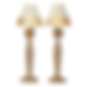 Pair of Candlelamps, Pulled Feather Shades and Cat's Paw Bases (preview)