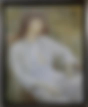 Portrait of a seated woman dressed in white (preview)