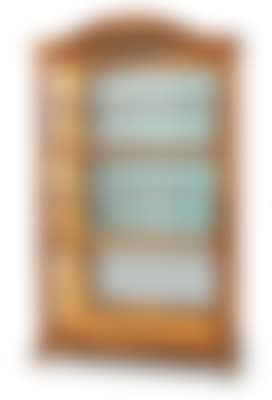 Mid 19th century. A walnut-veneered and polished softwood vitrine with a high moulded cornice (preview)