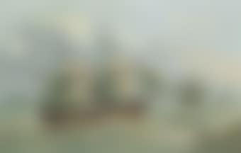 The Ellen Ashcroft of Whitehaven under reduced sail, in two positions off a rocky headland (preview)