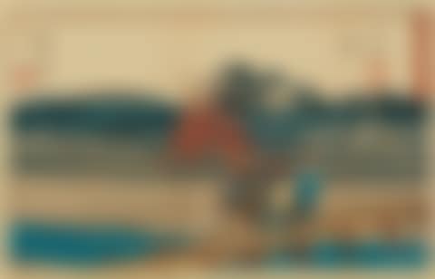 a) Odawara, Sakawagawa kachiwatashi. View of the river with travellers crossing. b) Shimada, �igawa sungan. Three travellers on the river bank (preview)