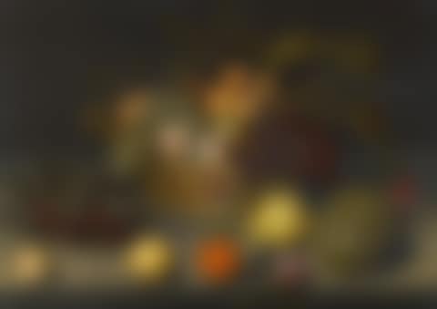 STILL LIFE WITH PEACHES, APRICOTS AND GRAPES IN A WICKER BASKET, WITH A MELON, A PEAR, AN ORANGE AND OTHER FRUIT, ALL UPON A STONE LEDGE (preview)