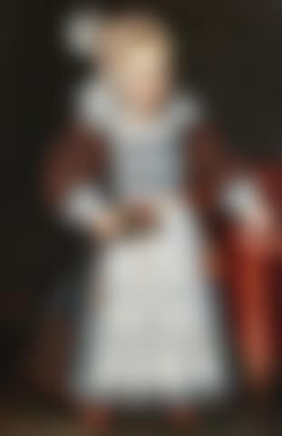Portrait of a child, full-length, standing holding a rose (preview)