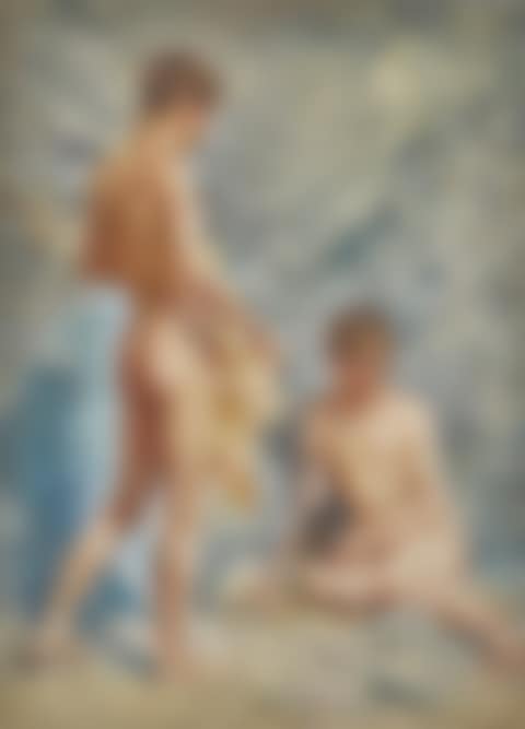 BLUE AND GOLD (TWO BOYS AND A DOG) (preview)