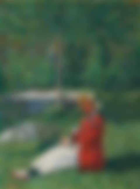 Junge Frau auf der Wiese sitzend (preview)