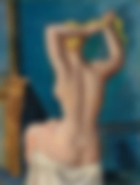 Baigneuse de dos, se coiffant (preview)