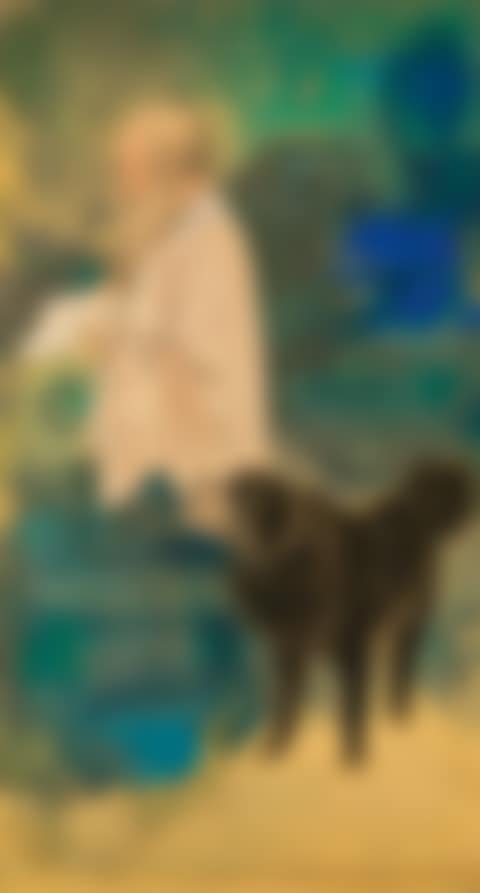 SELF PORTRAIT WITH A TIBETAN MASTIFF (preview)