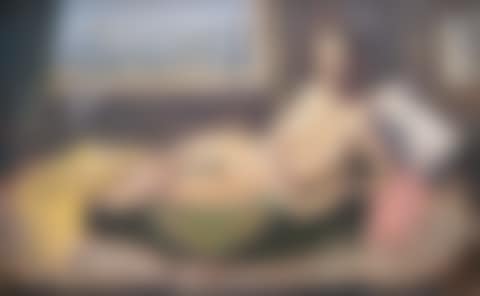 Liegender Mädchenakt vor Fenster mit Berglandschaft (preview)