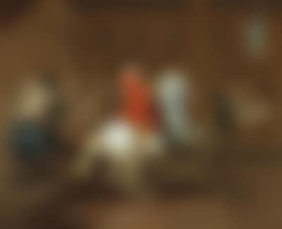 A cavalier on a gray horse in a riding school (preview)