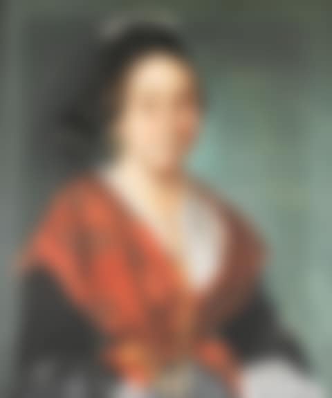 WOMAN IN A RED SHAWL WEARING A GOLD CHAIN (preview)