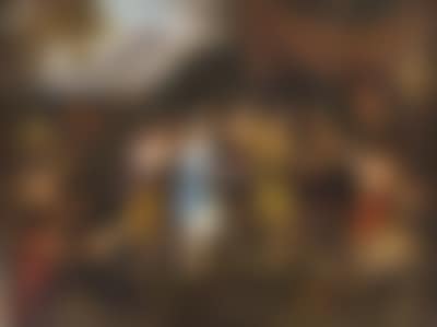 The blind and cow game in a rocky landscape of ruins (preview)